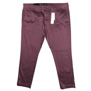 NWT Jachs NY Slim Fit Mid-Rise Tapered Leg Pants Burgundy 40X30